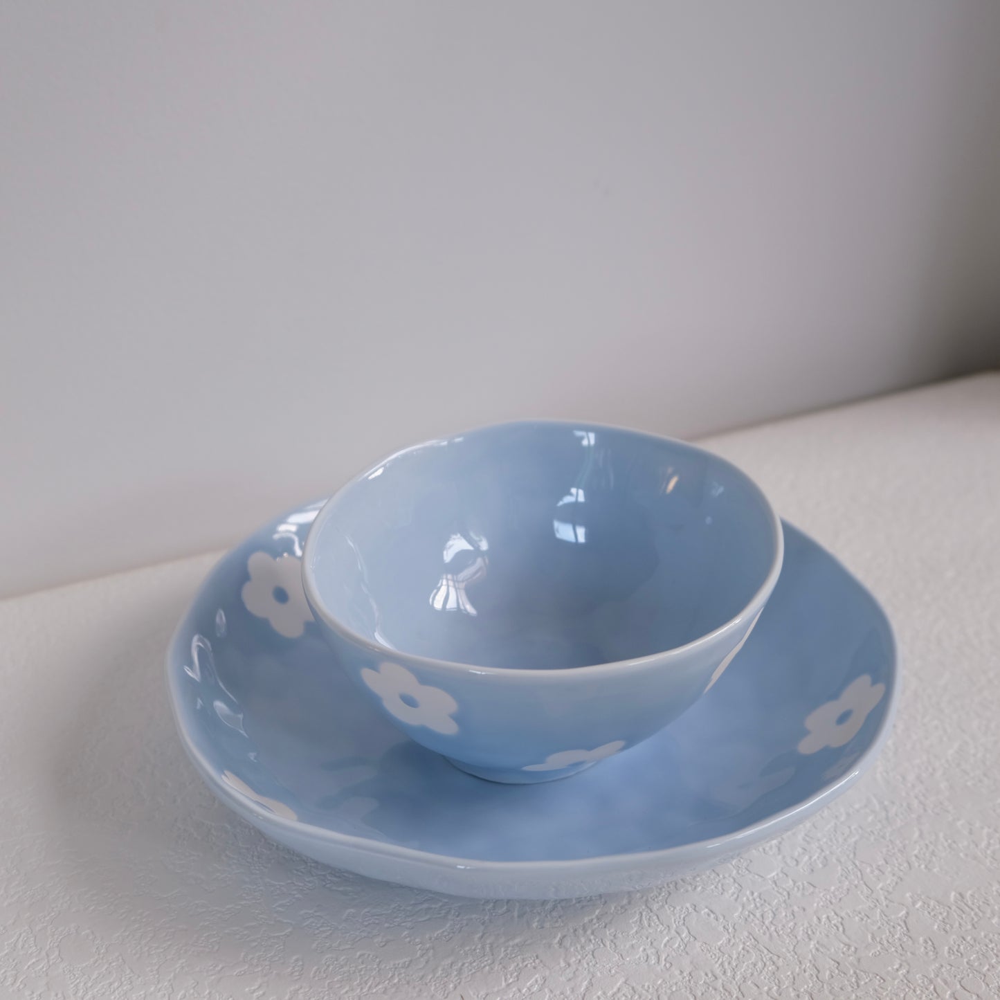 Fiore Ciotola e Piatto Blu Set