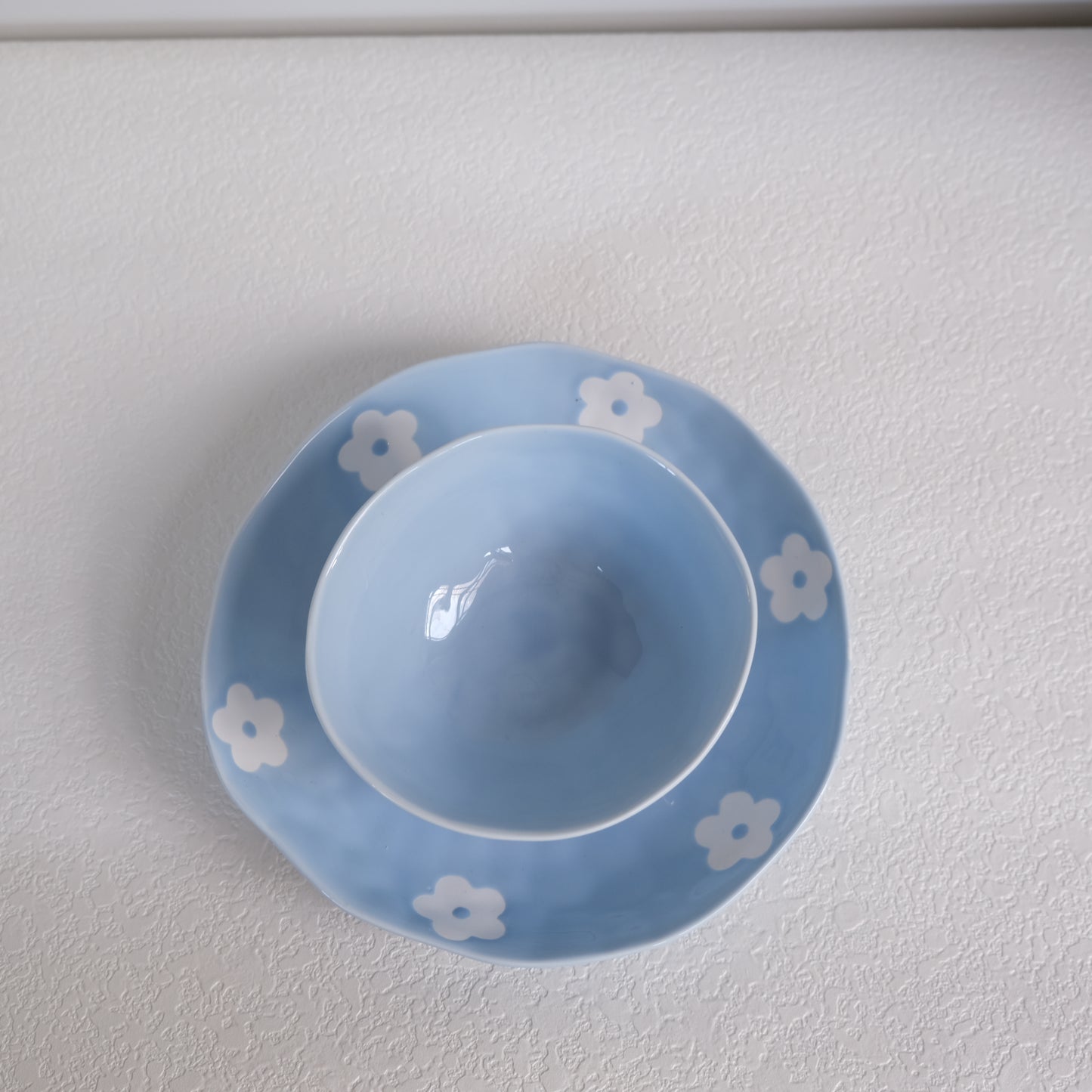 Fiore Ciotola e Piatto Blu Set
