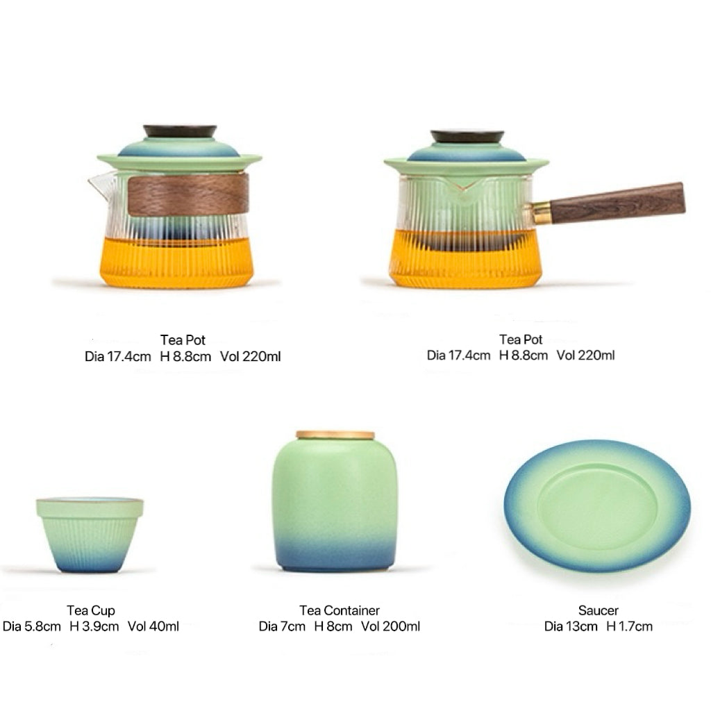 Teal Blu 4 Cups Tea Set