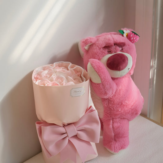 Straberry Bear Artificial Rose Bouquet