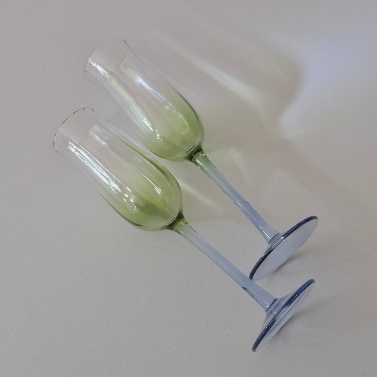 Teal Bud Champagne Glass Set