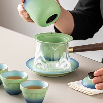 Teal Blu 4 Cups Tea Set