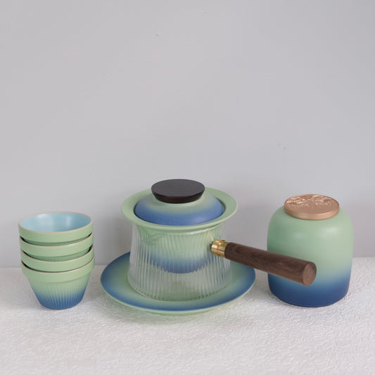 Teal Blu 4 Cups Tea Set