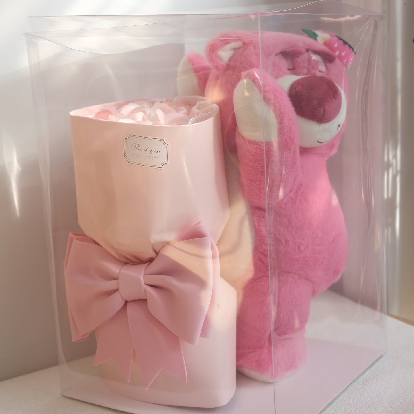 Bouquet di rose artificiali Straberry Bear