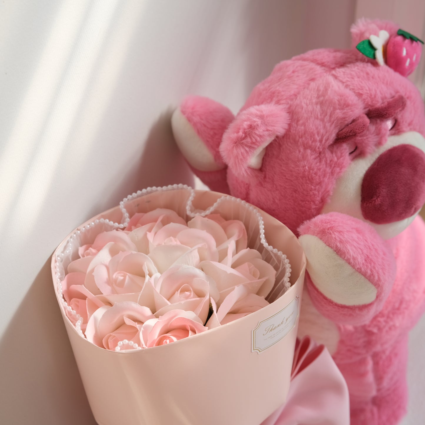 Straberry Bear Artificial Rose Bouquet